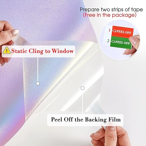 Miniatura 7 de Coavas Película de privacidad para ventana, película de vidrio esmerilado, no adhesiva, película de tinte de ventana estática para puerta de baño,
