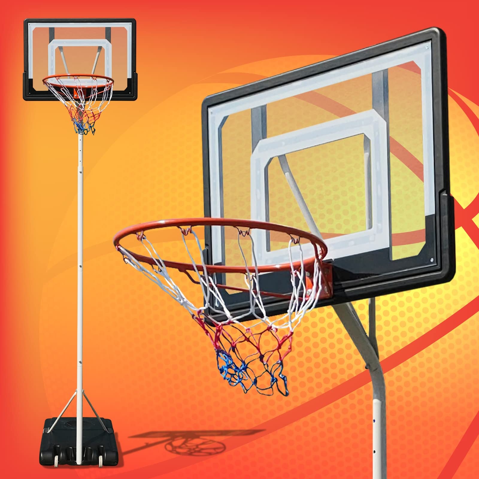 Basketballkorb Basketballständer Basketballanlage mit Ständer & Brett für Kinder, Jugendliche & Erwachsene, höhenverstellbare Korbhöhe 230 - 305cm, mobile Korbanlage mit Rollen für Indoor & Outdoor