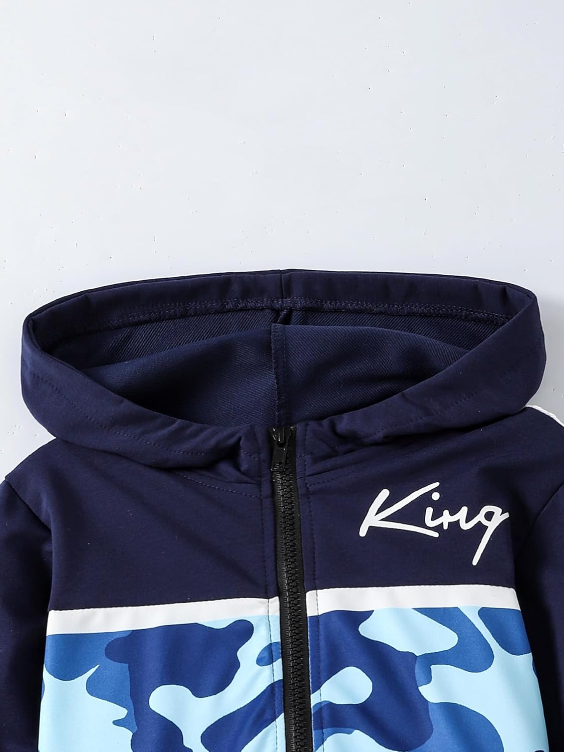 Boys Clothes Camo Color Block Zip Up Hoodie Sweatshirts & Pants 2PCS Kids Boys Fall Winter Outfits Set Size 6-12Y - Image 6