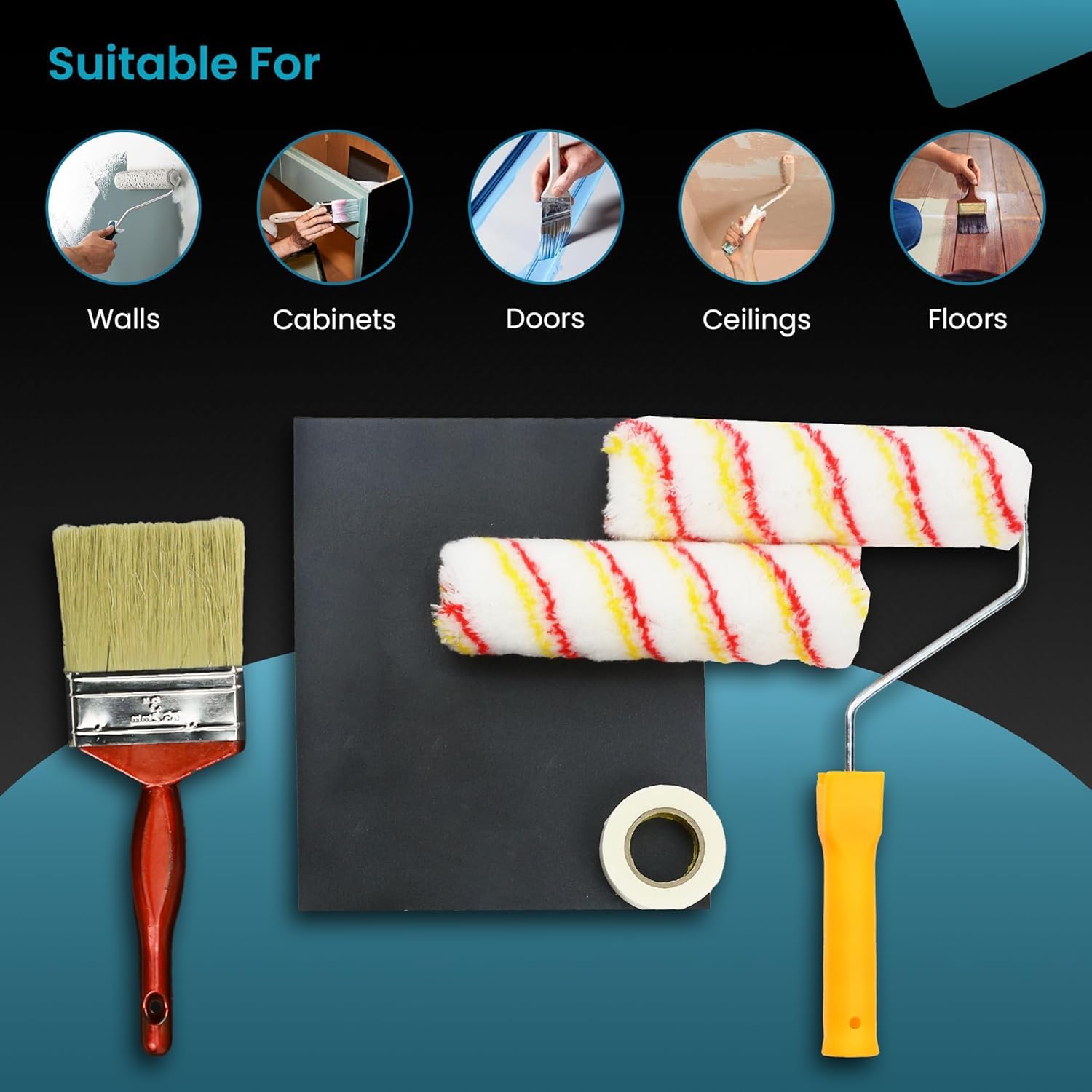 ALF DIY Paint Kit - Complete Self-Painting Set with Essential Tools - Painting Tray | Paint Roller | Paint Brush | Waterproof Sandpaper | Masking Tape | Hand Gloves for Painting at Home. 2