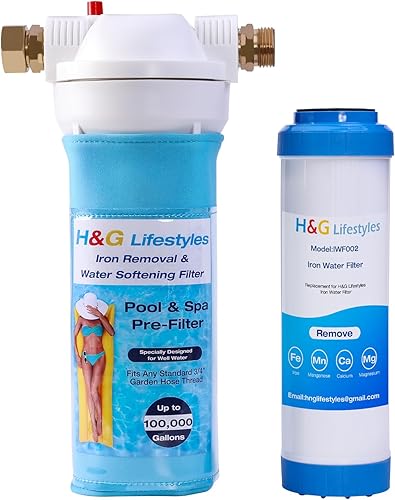 H&G lifestyles Filtro de manguera de jardín de hierro suavizador de agua para llenado de bañera de hidromasaje, piscina, spa, removedor de hierro