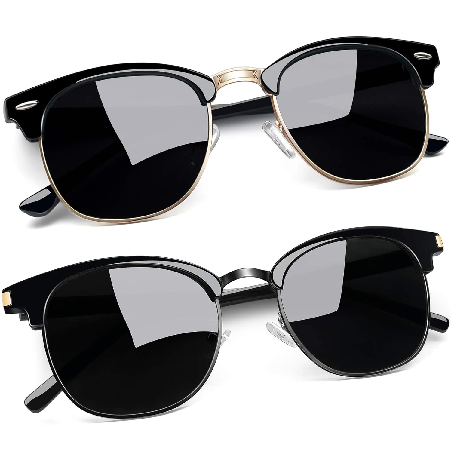 Joopin Vintage Sunglasses Half Frame Sun Glasses Polarized UV Protection Browline Shades for Women Men
