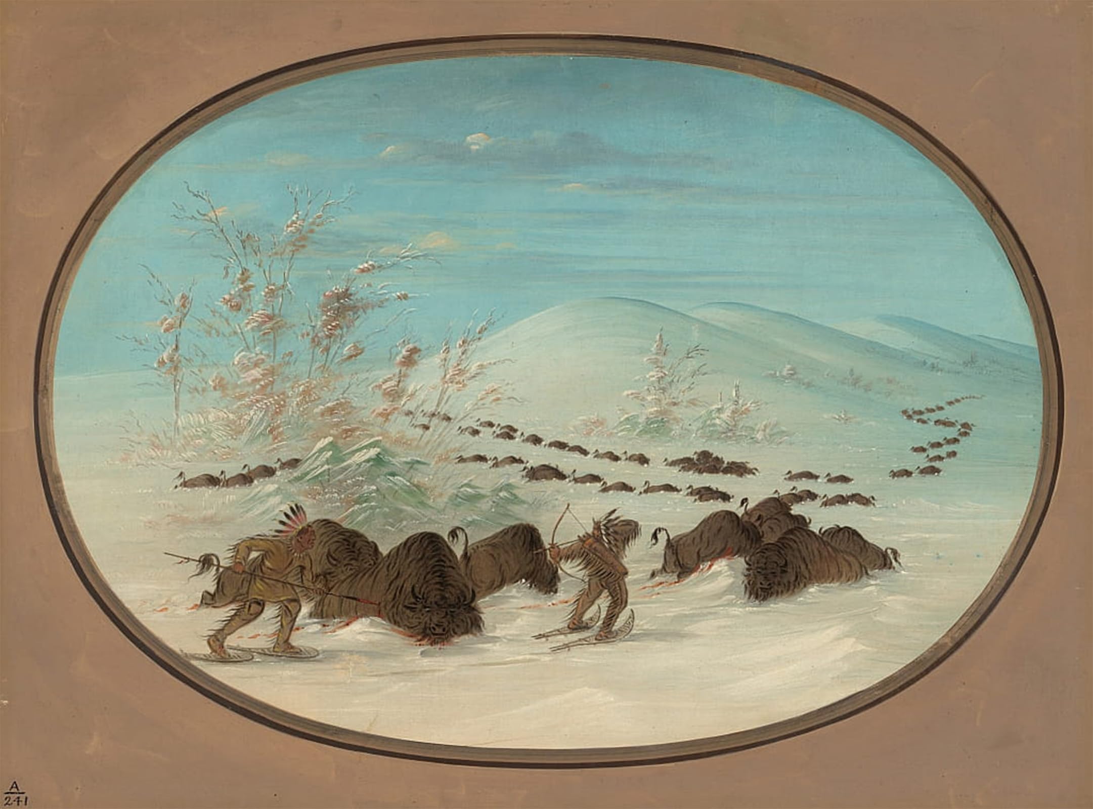 ARTXLXXBN Famous Print Painting Colorful Art Print Animal in the Snow Drifts Ojibbeway by George Catlin Canvas Art Decorations for Home Decor 60x90cm