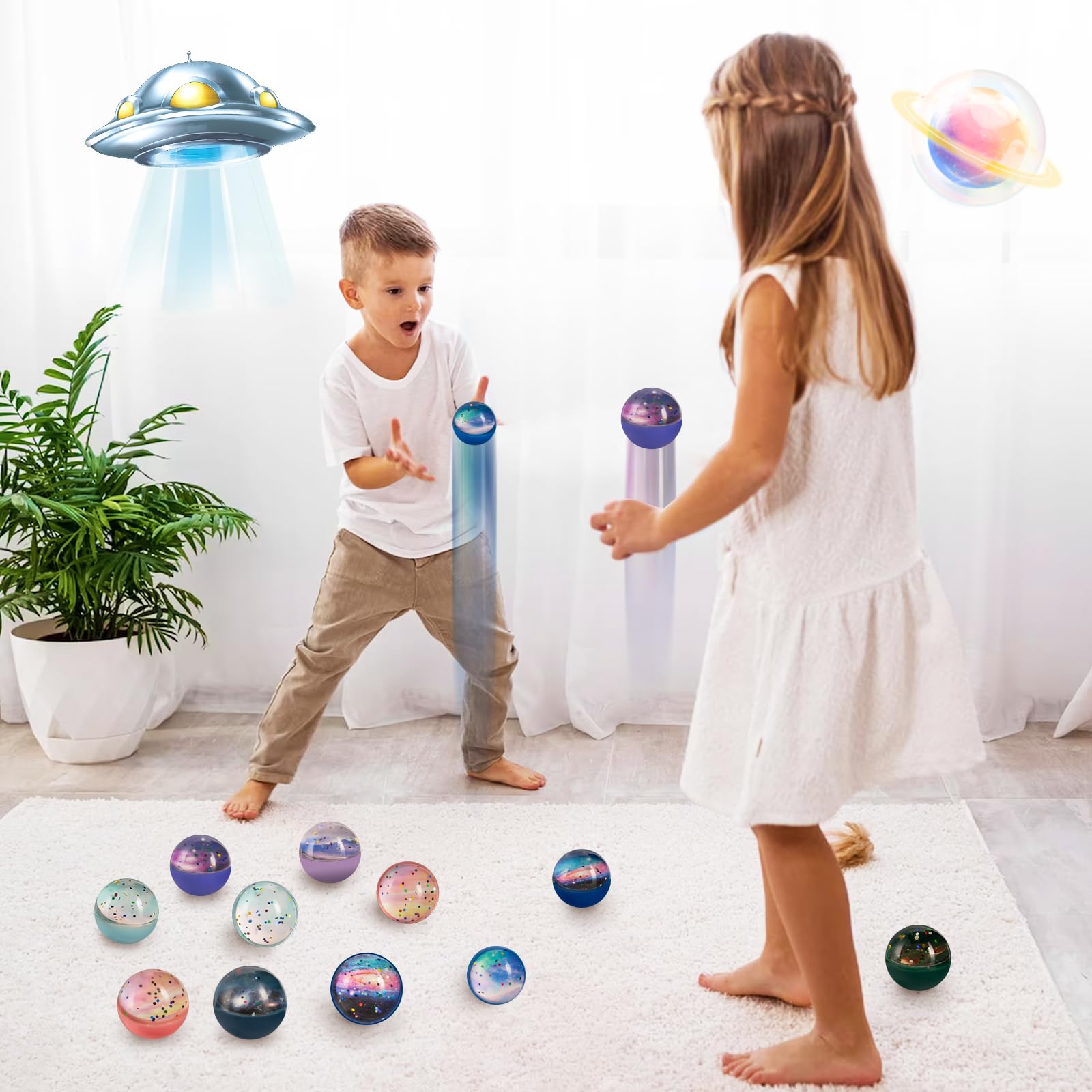 30 Stück Flummies für Kinder - Planeten Gummibälle 32mm