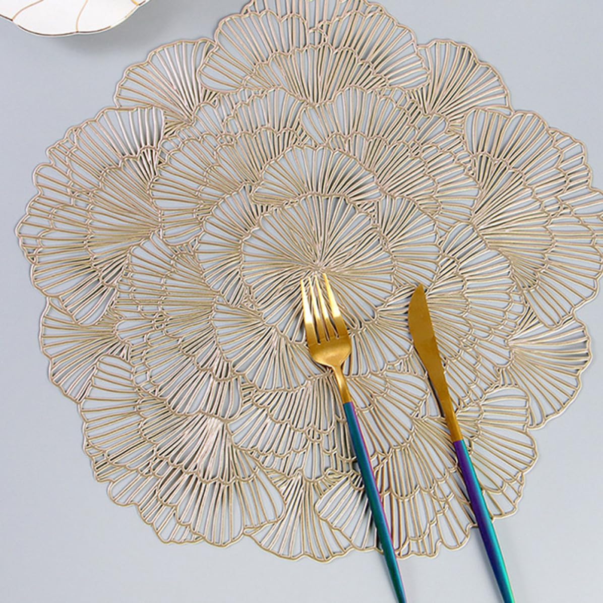 12 Pezzi Tovaglietta Riutilizzabile a Foglia di Ginkgo, PVC