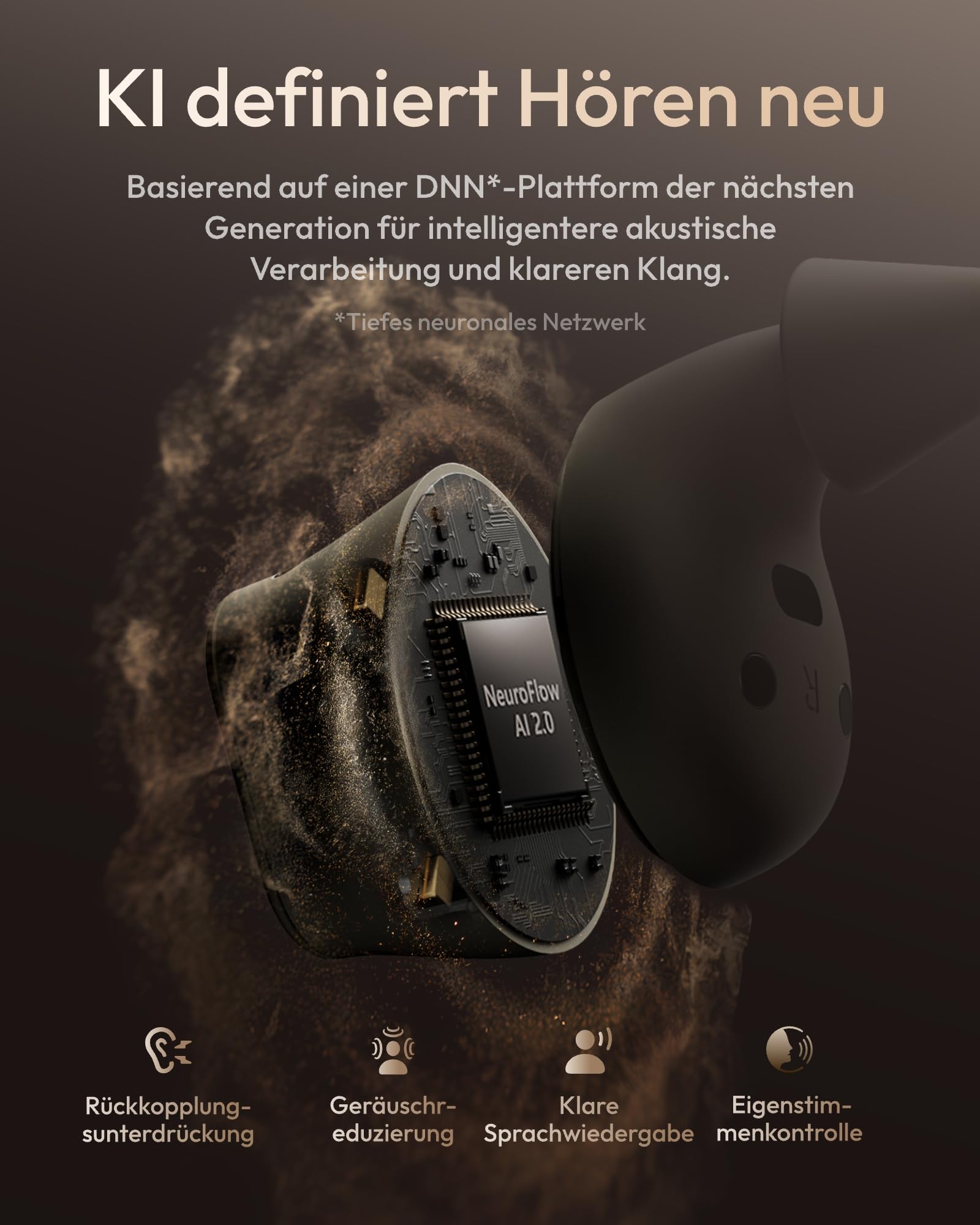 Wave Lite Soundgerät für Senioren, bis zu 40 dB Verstärkung, DNN/KI Sprachfokus, AFC gegen Rückkopplung, Bluetooth Dual, AUX-IN für TV & Alltag (Polarstern)