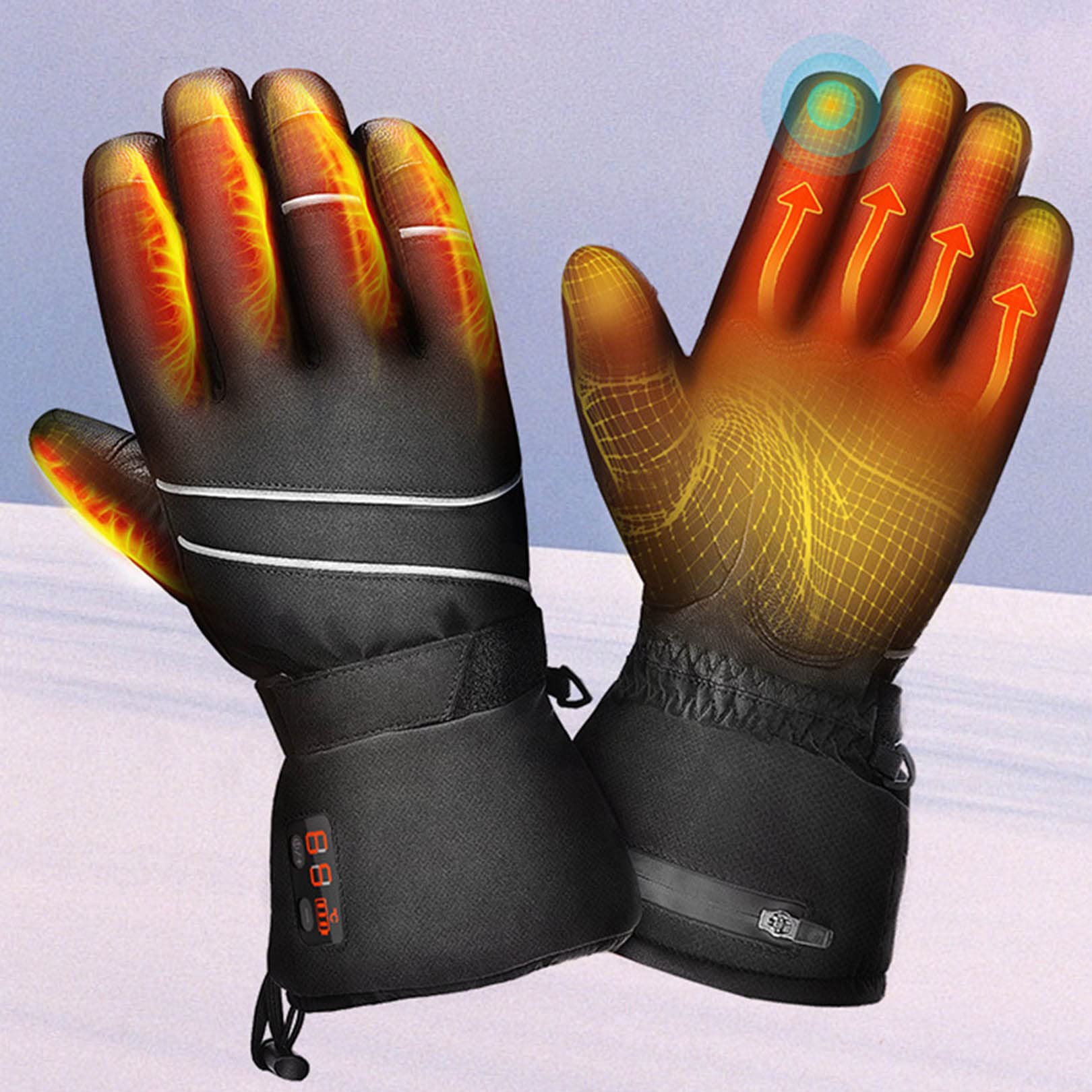 Guanti riscaldati Guanti Termici Lavabili Guanti Invernali Guanti alimentati a Batteria Guanti Touch Screen per Ciclismo all'aperto Sci Campeggio Uomini e Donne (Nero)