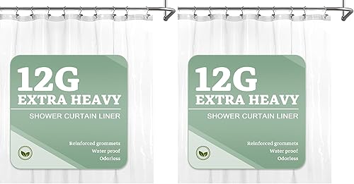Miniatura 68 de Barossa Design - Forro de cortina de ducha blanco, PEVA de gama alta, libre de bisfenol A y de cloruro de polivinilo, sin olor químico, cortina