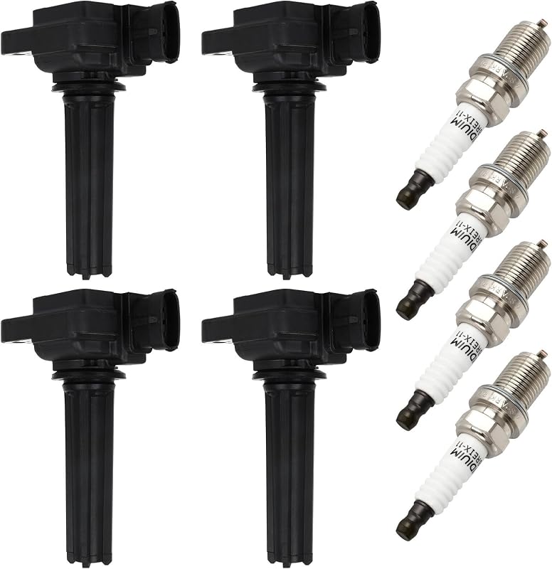 Kit de bobinas de ignição ECCPP UF526 com velas de ignição iridium para Saab 9-3 e 9-3X 2.0L – 4 bobinas e 4 velas