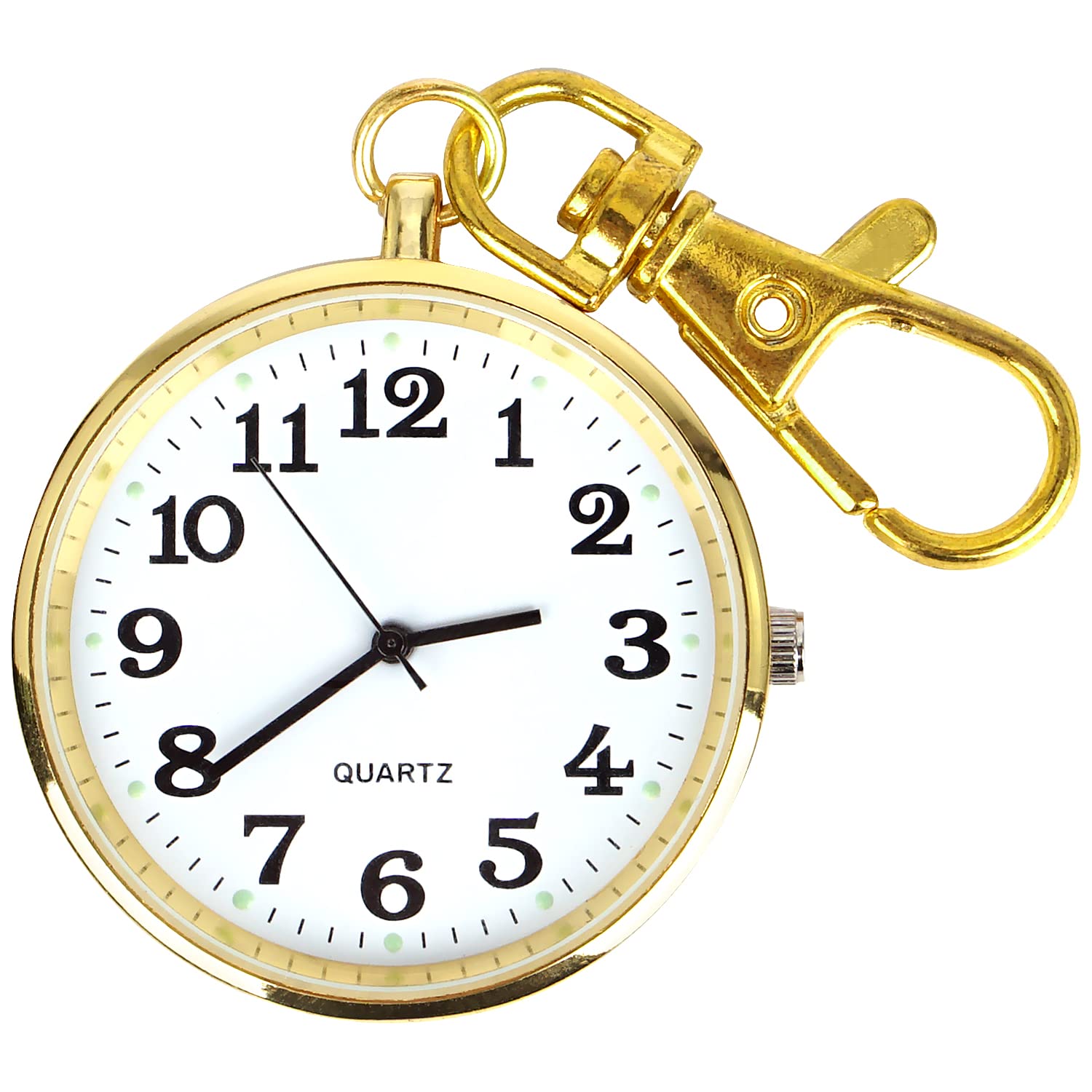 Reloj de Bolsillo Minimalista Cara Abierta Ultrafina con Hebilla de Llave Reloj de Bolsillo Unisex portátil Unisex(Bronze)