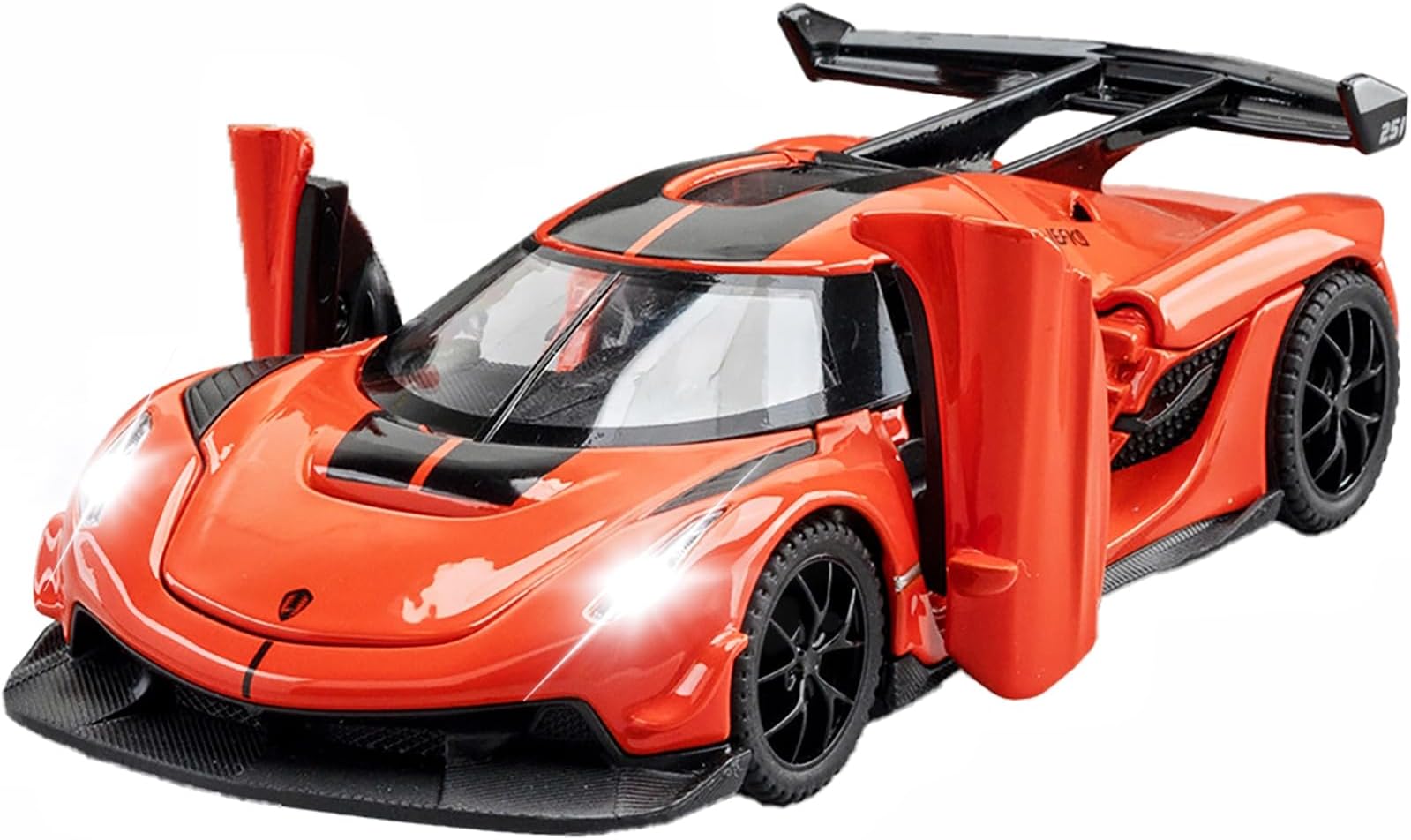 Kids Toy Cars Compatible for Jesko Model Car 1/32 Die-cast Pull Back Collect Model with Sound and Light Toy Vehicle for 3+Year Old Boys Festival Gift(Orange)