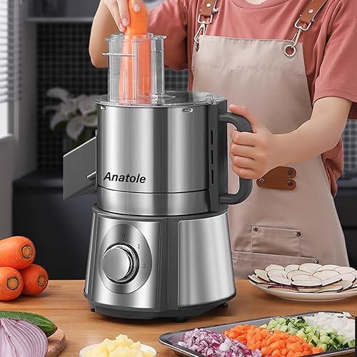 Miniatura 7 de Anatole Cortador eléctrico de verduras de acero inoxidable para 16 tazas, procesador de alimentos de 300 W, picador comercial de frutas