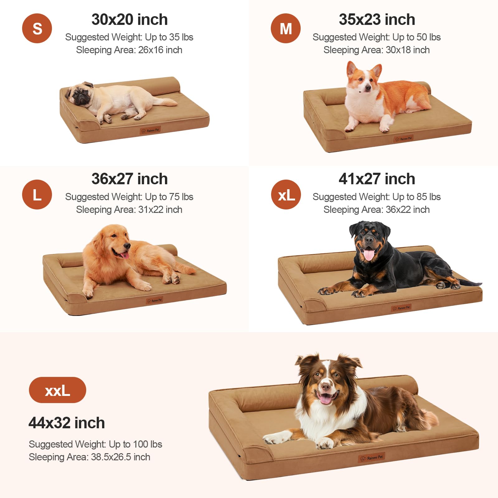 Orthopedic Dog Bed Medium Size Dog, Memory Foam Dogs Bed for Medium Dogs, Washable and Removable Microsuede Cover, Waterproof Liner, Non-Skid Bottom, 30x20x6 Inches, Khaki - image 8