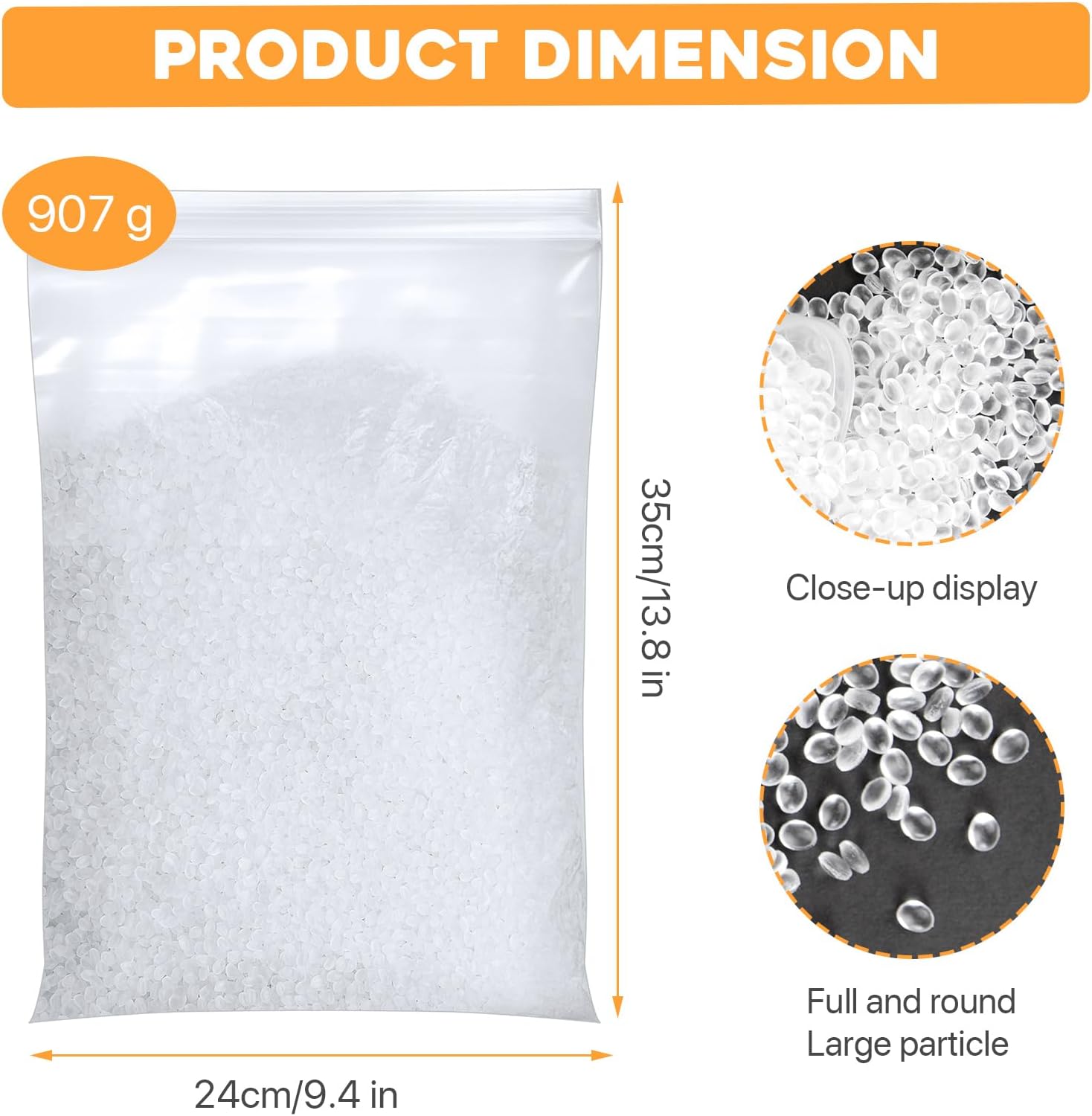 Eliteemo Poly-Fil Poly-Pellets, 32-Ounce Bag, Premium Polyester Weighted Stuffing Beads, Stuffing for Bean Bags, Stuffed Animals, Toys, Weighted Blankets, and More