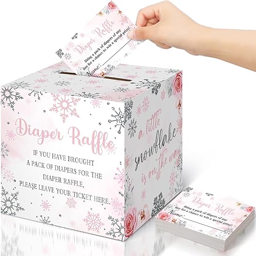 Vista 36 de Teling 51 Boletos para Rifa de Pañales con Caja de Tarjetas Decoraciones de Baby Shower Caja Porta Boletos de Baby Shower para Niña Niño Fiesta