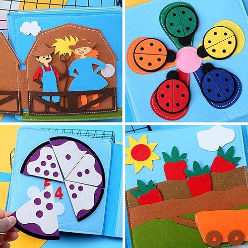 Miniatura 6 de Montessori - Libro de actividades 3D para niños pequeños, libro de fieltro silencioso para actividades en 3D, libro de cuentos de tela para