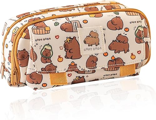 Capybara Pencil Case, 1 Pcs Cute Pencil Case, Pencil Case, Capybara Stationery Large Capacity Stationery Bag Office Pouch Bag Pencilcase Personalised Pencil Case for Women Men, Brown, Cute