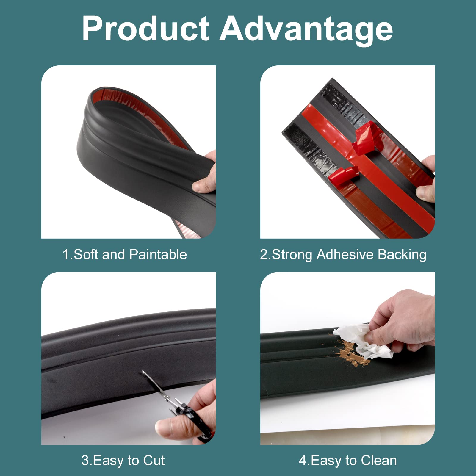 Yuzzy Peel And Stick Baseboard Molding SelfAdhesive Rubber Wall Base Molding