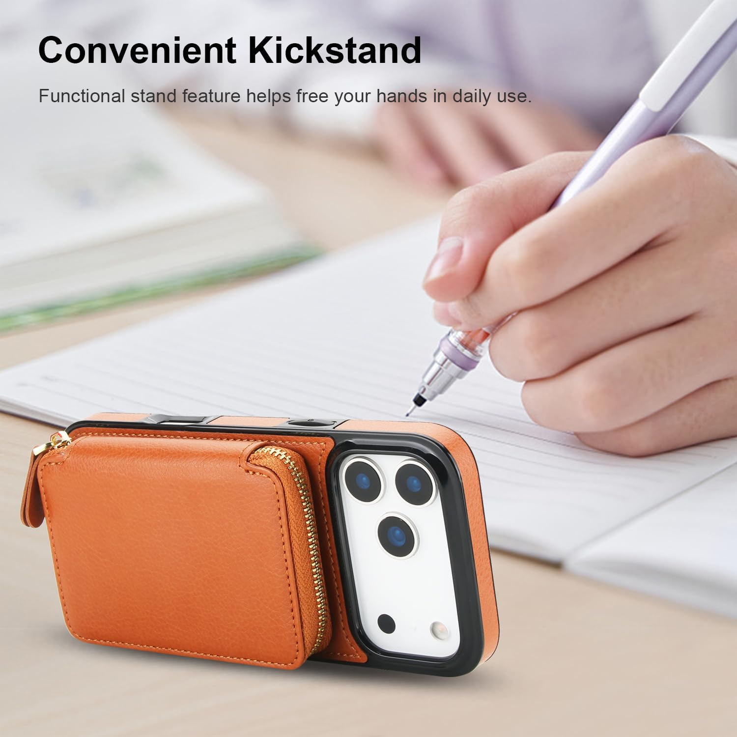 Bocasal Crossbody Wallet Case for iPhone 17 Pro Max, RFID Blocking Leather Purse Case with Card Holder, Protective Handbag Flip Cover with Zipper Wrist Strap Lanyard for Women 5G 6.9 Inch (Brown) - Image 6