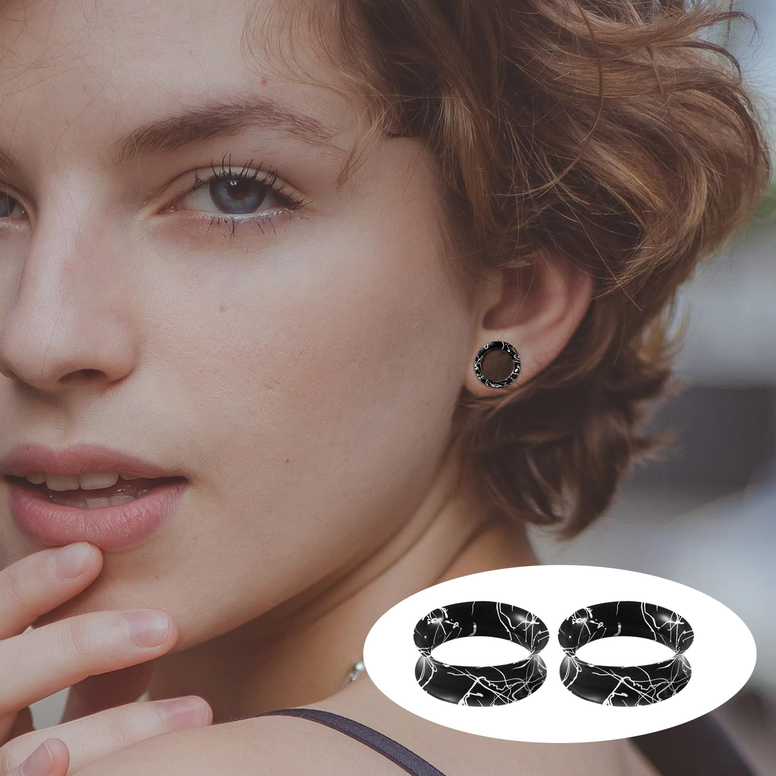 TYXHXTF 6 par silikonowych kołków do tuneli w uchu, biżuteria do piercingu, kołki do tuneli, ekspander, piercing podwójnie rozkloszowany 8 mm