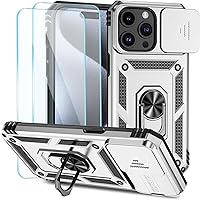 Vista 30 de SunStory Funda compatible con iPhone 15 Pro Max con protector de pantalla HD, cubierta de cámara deslizante y soporte de anillo giratorio