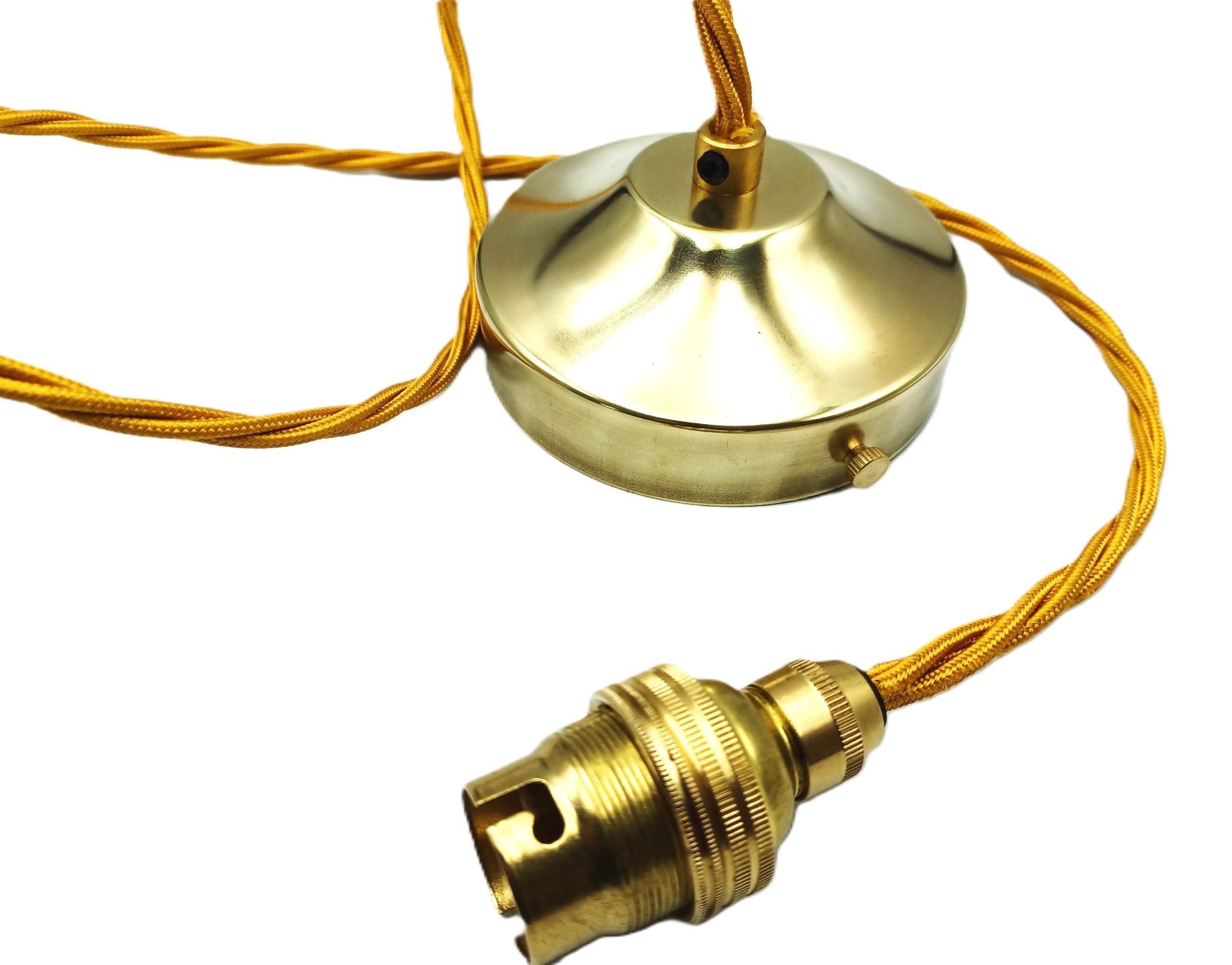Brass Metal Ceiling Rose Light Pendant Set With B22 Or E27 Lamp Holder (B22 Large Bayonet Cap)