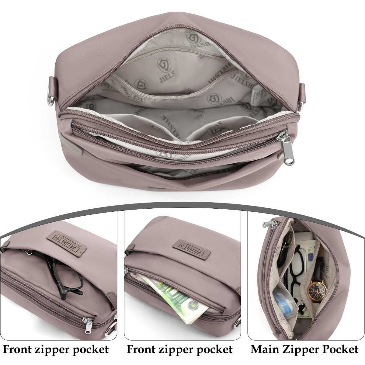 REETEE Sac Bandoulière Femme Impermeable Nylon Sacoche Femme Bandoulière Petit Sac a Main Femmes Bandoulieres avec Large Bandoulieres Amovible et Réglable