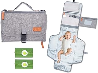 DG&Z Baby Portable Baby Changing Pad with Shoulder Strap - Foldable Diaper Changing Mat - Waterproof & Portable Baby Travel Diaper Changing Station