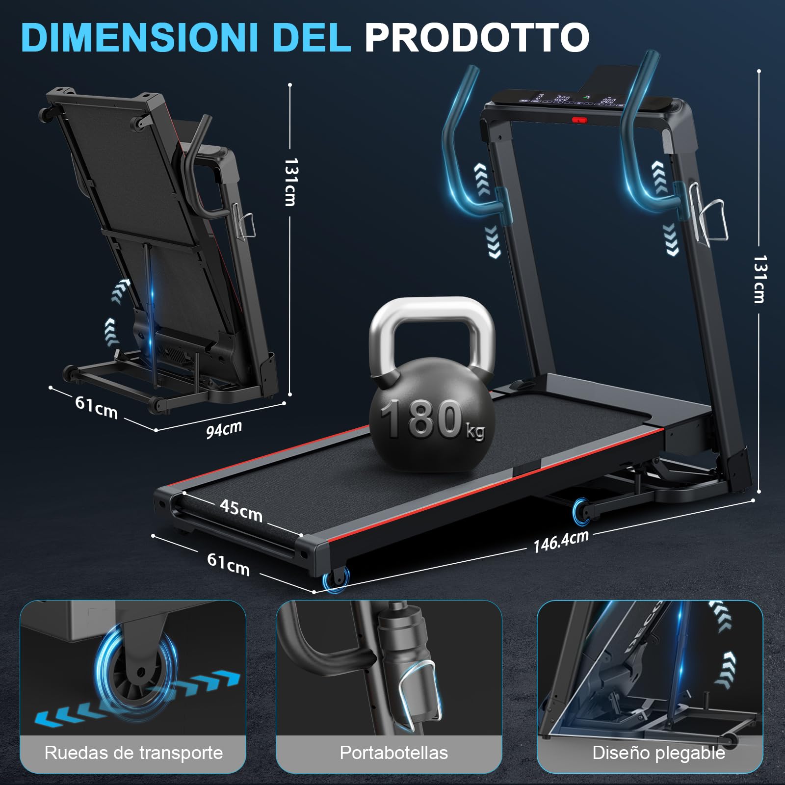 Profi Laufband für Zuhause Klappbar, Laufbänder mit Steigung, Leiser Motor, Treadmill for Home mit Große Lauffläche, WiFi, Bluetooth, APP, für Marathon-Training, Deutsche Qualitätsmarke | Heim-Klapplaufband,Leiser Motor,Breite Lauffläche,WiFi,Bluetooth, A
