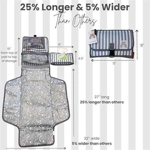 Miniatura 3 de Cambiador de pañales portátil extra grande con correa  Cambiador de pañales plegable impermeable para bebé con almacenamiento con cremallera
