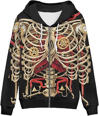 Irisjudy Gothic Zip Hoodies for Women Full Zip up Hoodies, Witchy Gothic Sweatshirts Casual Hooded Fall Clothes Tops