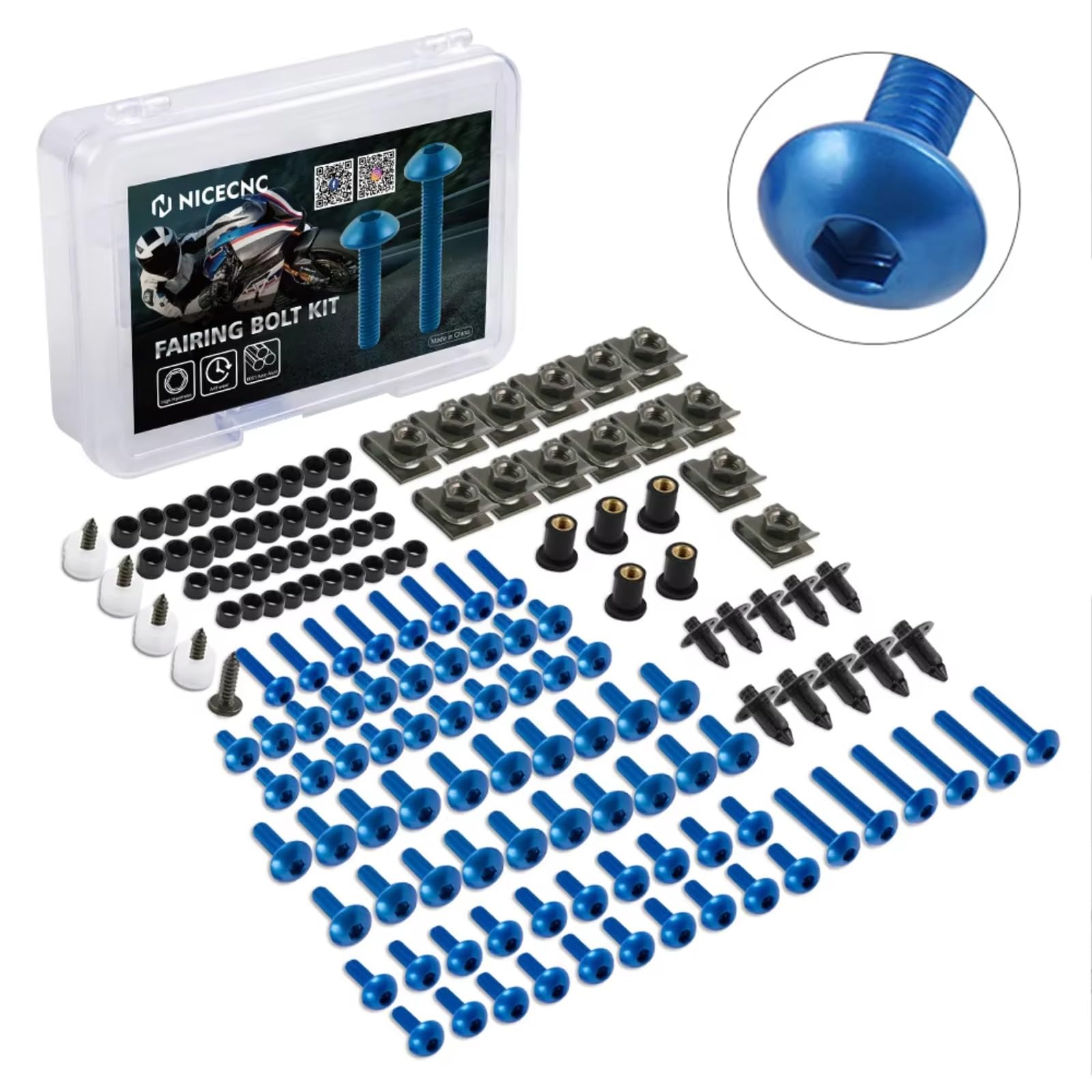 Kit Viteria Moto Compatibile Con R125 Per R15 Per R25 190 Pezzi Moto Kit Carenatura Bullone Vite Clip Di Fissaggio Vite(Silver)