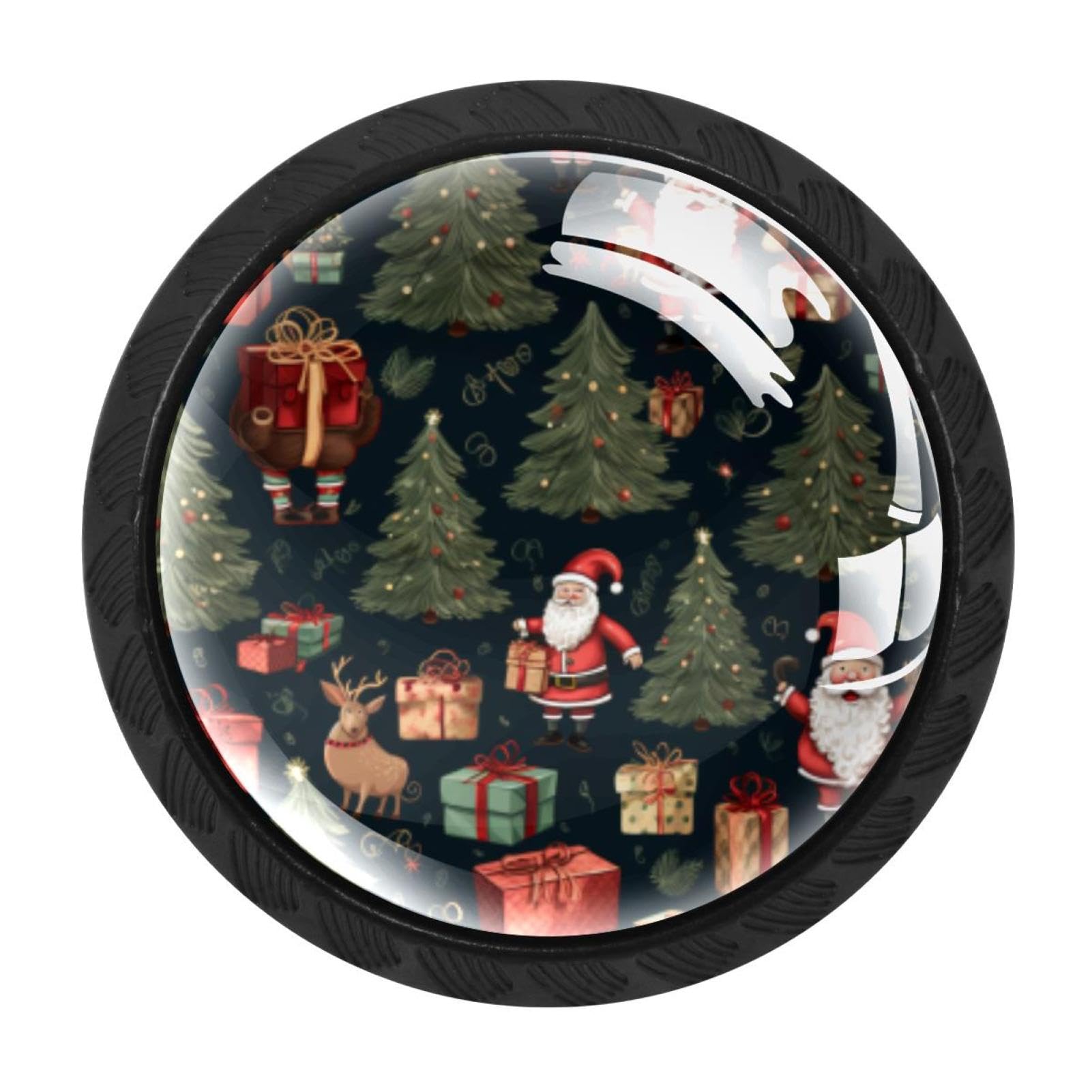 CHENZZZZ 4 Pieces Christmas Tree Drawer Knobs, 35mm Black Cabinet Knobs, Drawer Pulls and Knobs, Dresser Drawer Knobs, Cabinet Hardware Kitchen Cabinet Knobs