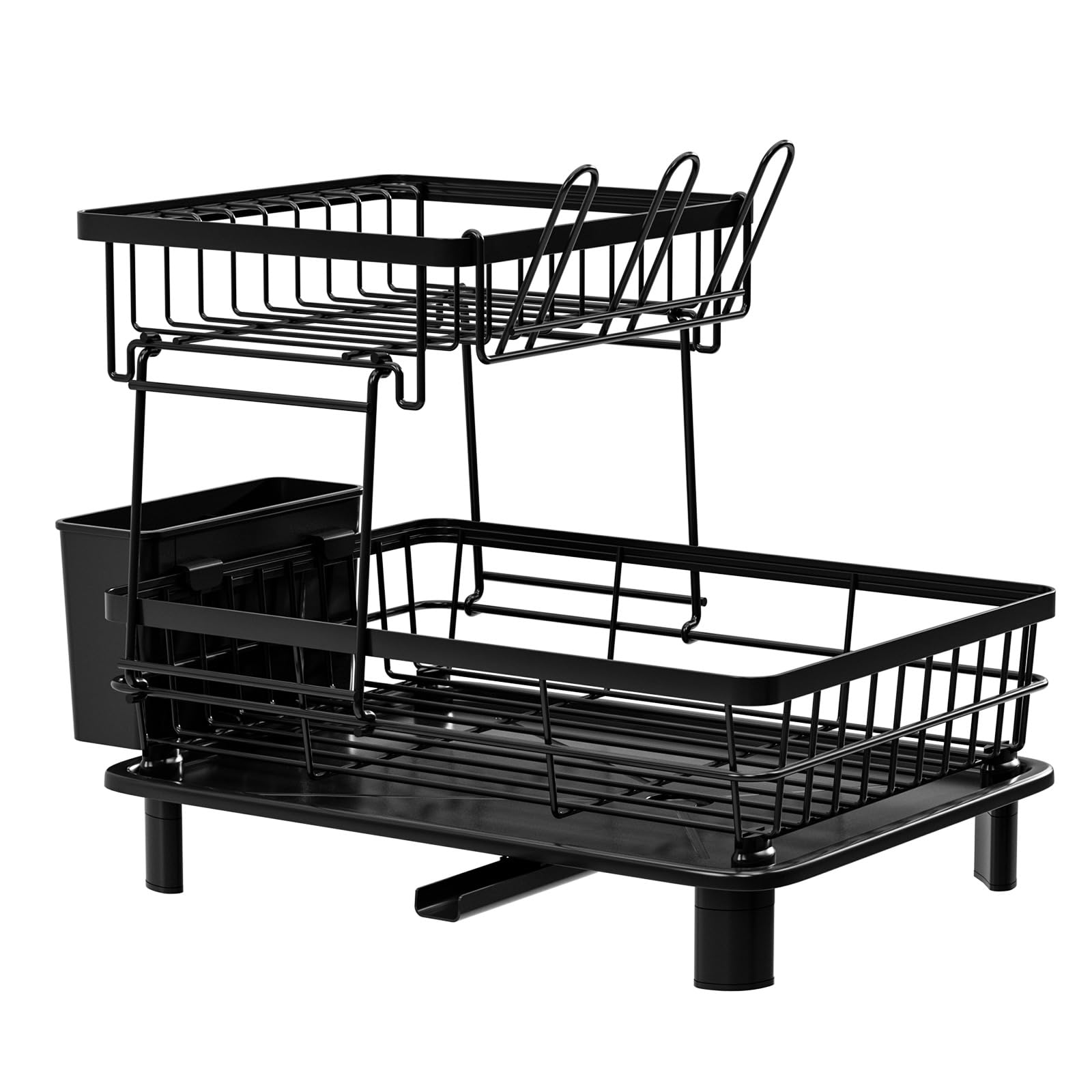 Rack de séchage vaisselle élégant noir au fini mat minimaliste