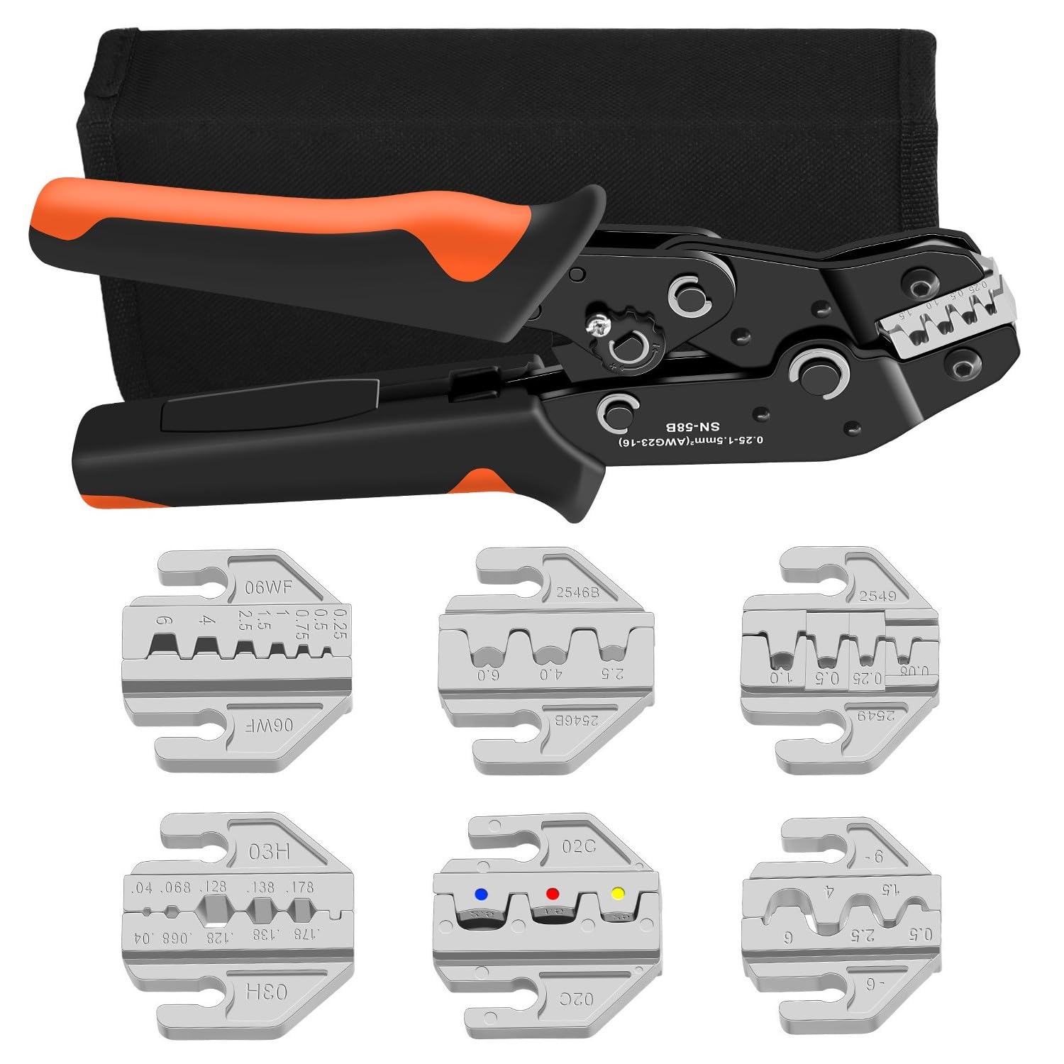 Hsioluted Black Professional 6 In 1 Adjustable Wire Crimping Pliers Set With High Carbon Steel Components For Electrical Wiring And Auto Maintenance Strong Cable Cutter
