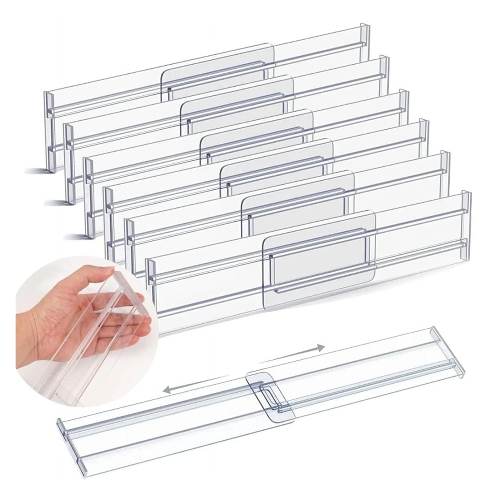 Generico Divisori for cassetti Organizzatori Separatori for cassetti in plastica regolabili for abbigliamento Utensili da cucina Trucco Archiviazione for ufficio
