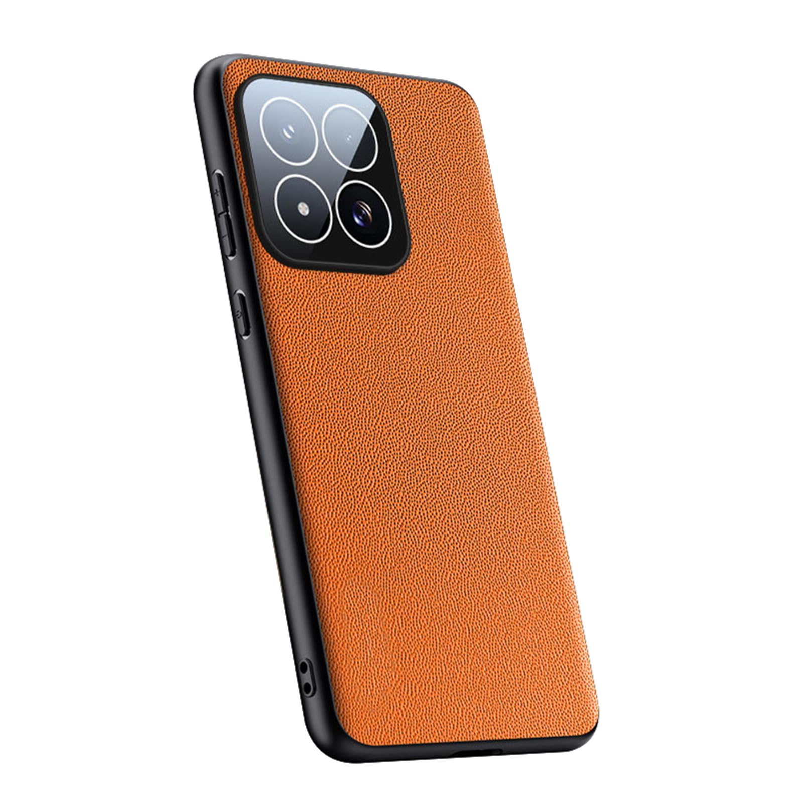 Fdujinh Orange Case For Xiaomi 17Max, Slim Leather Cover Built-In Lens Protector Business Style Minimalist Phone Shell,,17Max