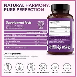 Intimate Rose Myo-Inositol & D-Chiro Inositol Supplement for Women - Hormone Balance & Ovarian Support for Women - Ideal 40:1 Ratio, Vitamin D3 + Ashwagandha