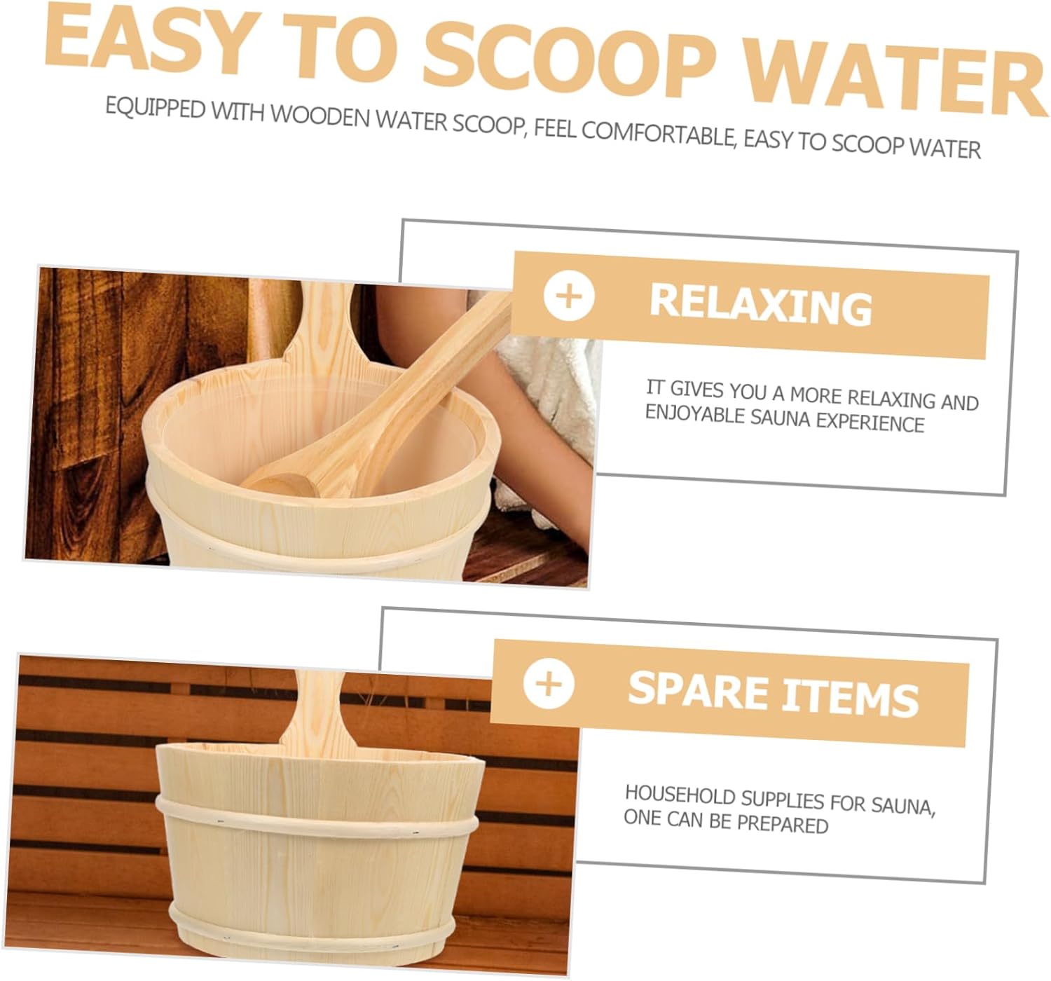 SUPVOX Wooden Sauna Bucket Set Spoon Large Capacity Spa Accessory for Home Sauna Natural Wood Barrel Practical Design for Relaxation