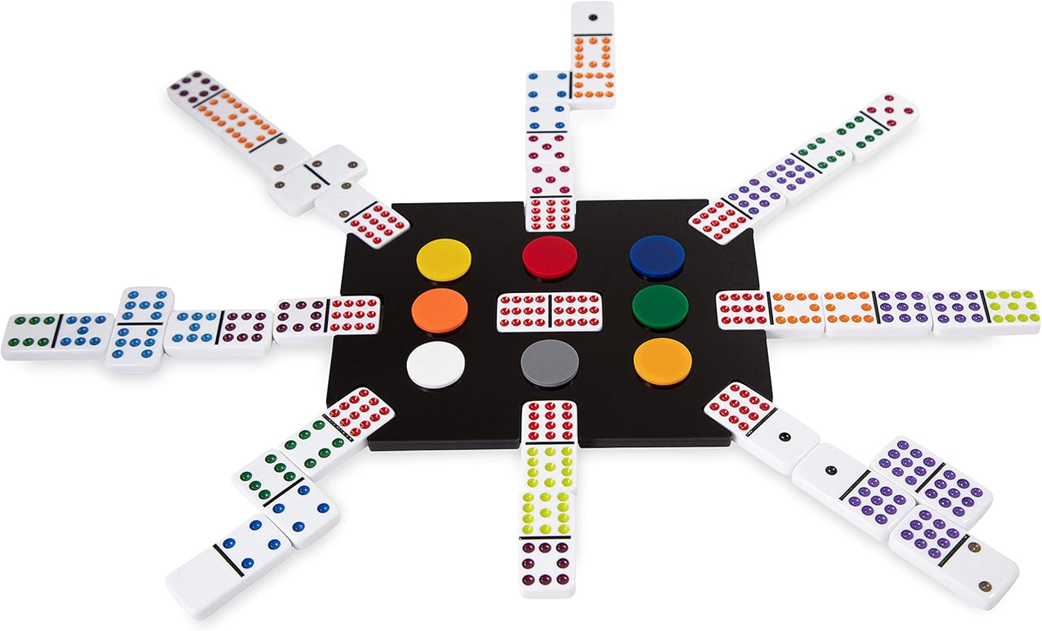 LuxeDominoes Black Acrylic Double 12 Modern Mexican Train Dominoes for Adults