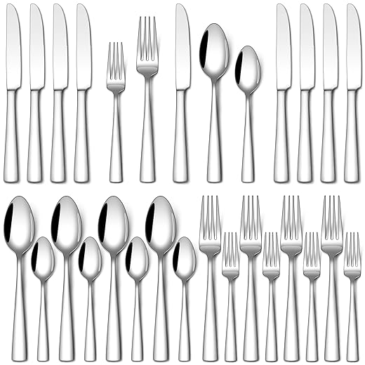 Stapava 20 Piece Silverware Set, Food-Grade Stainless Steel Flatware Sets for 4 Mirror Polished Cutlery Utensil Sets Include Dinner Knives Spoons and Forks Set Dishwasher Safe for Home Restaurant