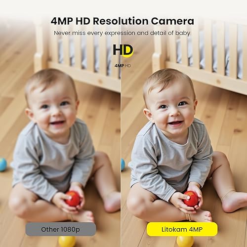 Miniatura 4 de litokam Cámara de seguridad 2K 4MP para interiores, monitor de bebé WiFi 5G2.4G con cámara y audio, cámara para mascotas, detección de
