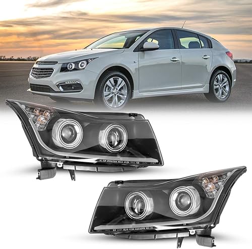 ROXX Conjunto de faros delanteros para Chevy Cruze 2011, 2012, 2013, 2014, 2015, proyector de luz alta y baja con luz DRL, luces direccionales ámbar