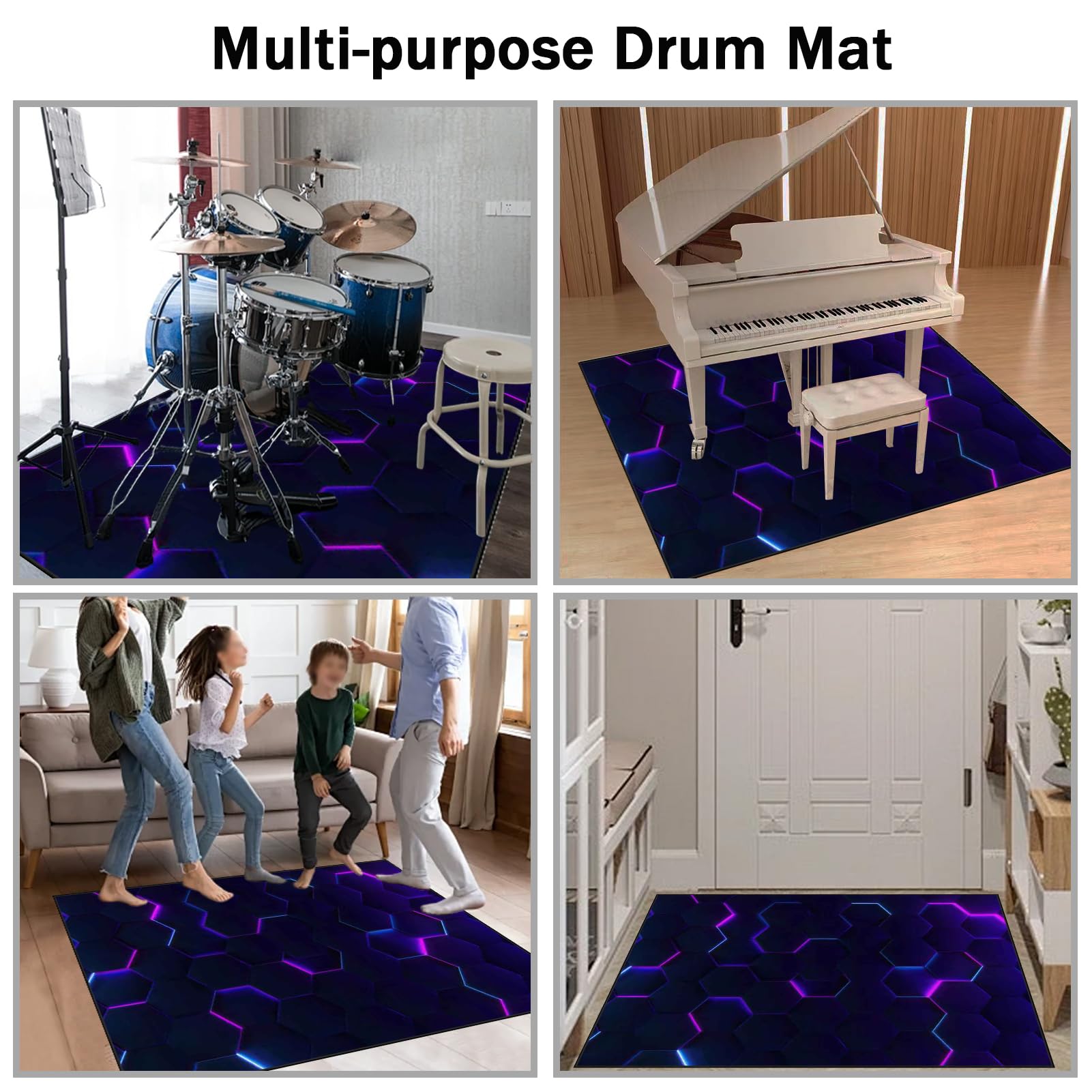 180 x 140 cm Dywan z baterią elektroniczną Dźwiękoszczelny Antypoślizgowy Dywan Pochłaniający Akustyczny Profesjonalna mata do instrumentów muzycznych do instrumentów muzycznych do gitary basowej