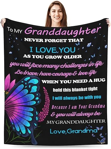 Miniatura 1 de Manta con texto en inglés To My Granddaughter from Grandma, manta para nieta, regalos de cumpleaños para nieta, manta de franela súper suave de