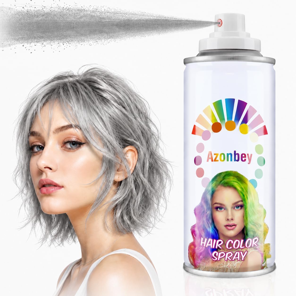 Halloween Hair Spray,Temporary Hair Color Spray for Women Kids Men,Washable Hairspray,Colored Hair Spray,Color Hairspray for Halloween,Party,Cosplay,Christmas Day (01Gray)