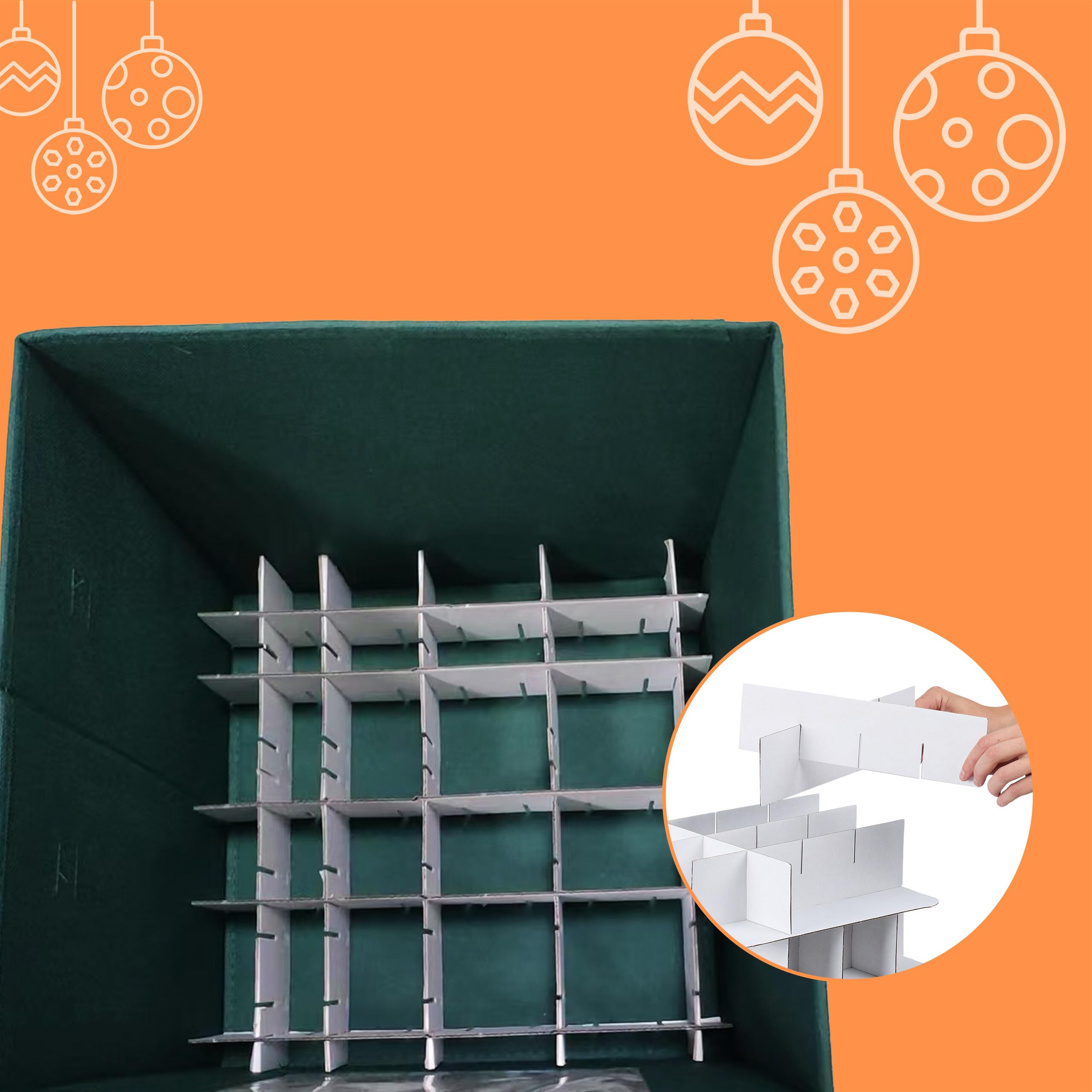 Relaxdays Scatole Porta Palline di Natale, Set 3 pz, TNT e Cartone, Verde, 33x33x33 cm