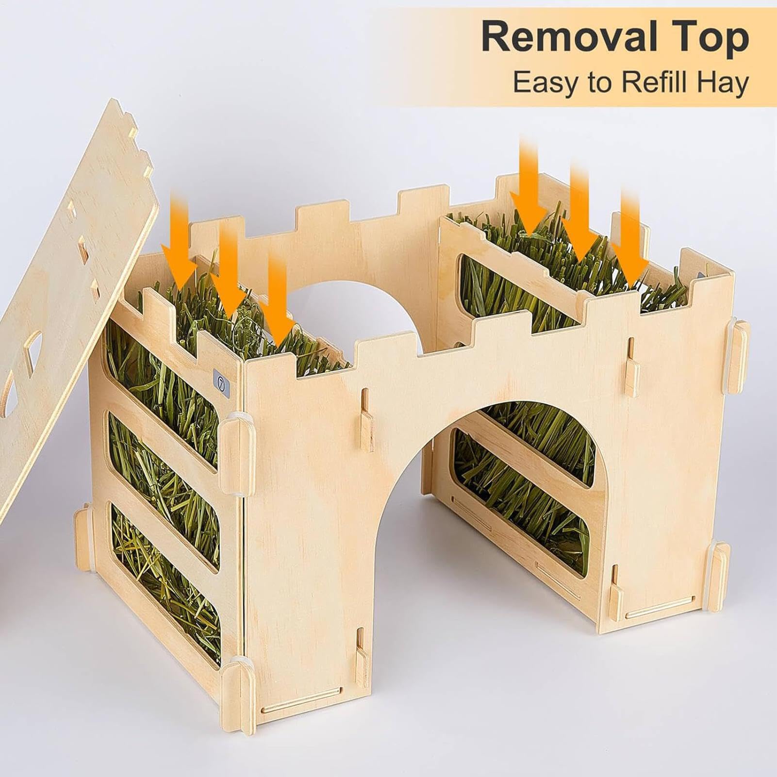 Casetta per Conigli in Ambiente Interno | Nascondiglio Rimovibile per Piccoli Animali | Castello in Legno per Cincillà e Conigli - Recinto per Cincillà e Ricci da Giardino ed Interno