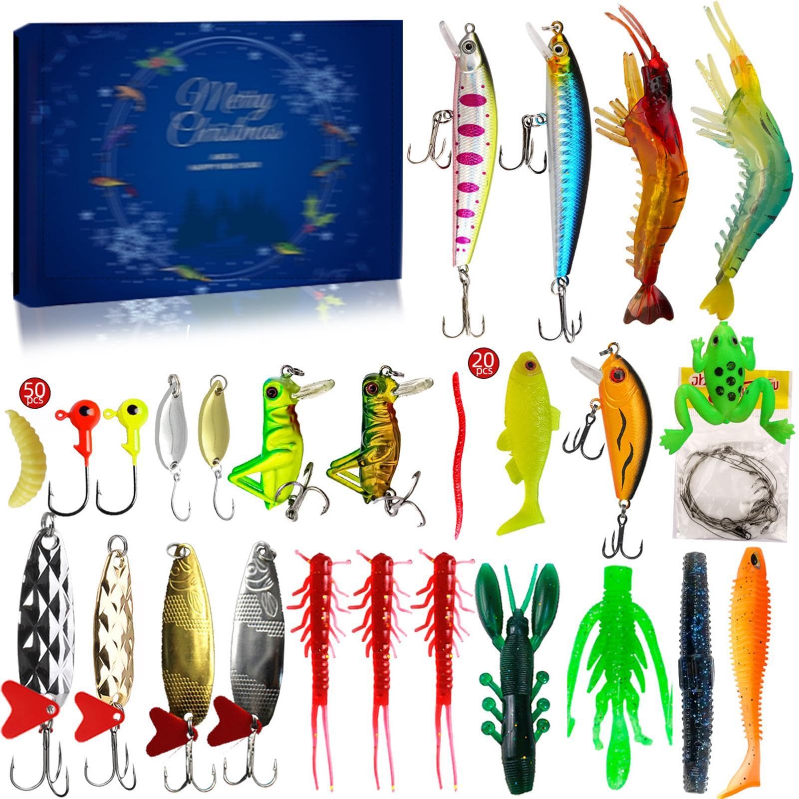 Calendario Dell'Avvento 2024 Per Pescatori - 24 Esche Da Pesca In Lega E Silicone - Regalo Di Natale Per Papà, Nonno E Fidanzato - 4