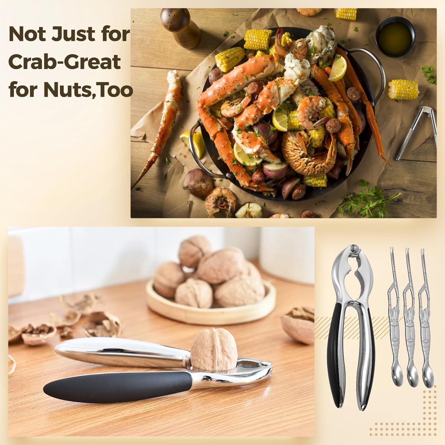 Multi-Piece Seafood Cracker & Pick Set, 8 Items, Alloy Pliers & Stainless Steel Tools